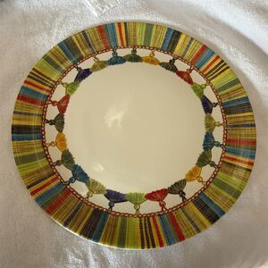 Gien France Taffetas Pattern Multicolor Ceramic Dinner Plate 12" Round .